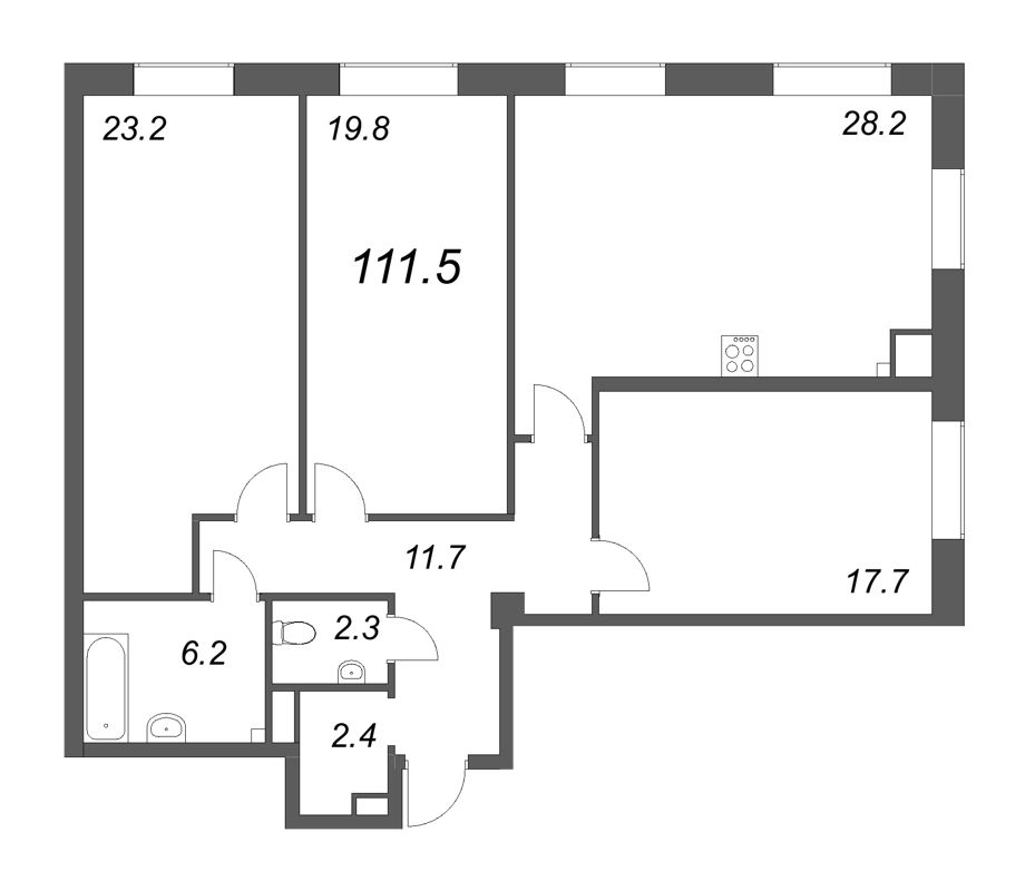 4 ккв (Евро) 112,6 м²