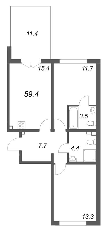 3 ккв (Евро) 59,4 м²