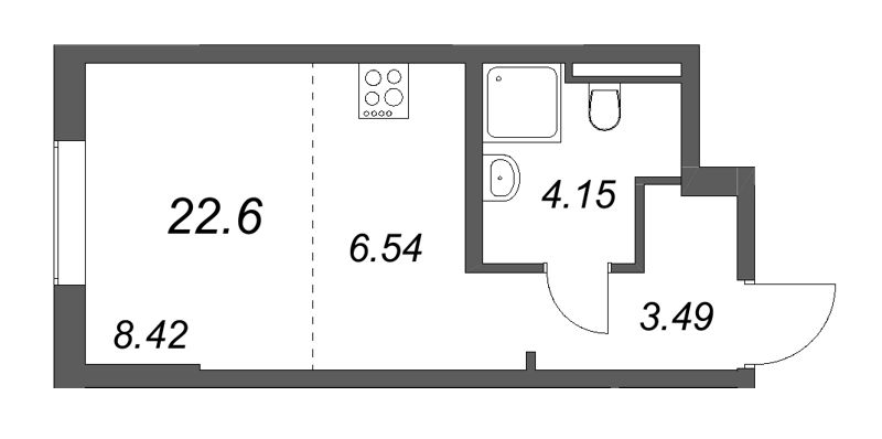 Студия 22,6 м²