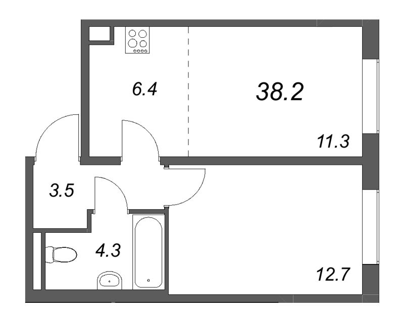 2 ккв (Евро) 38,2 м²