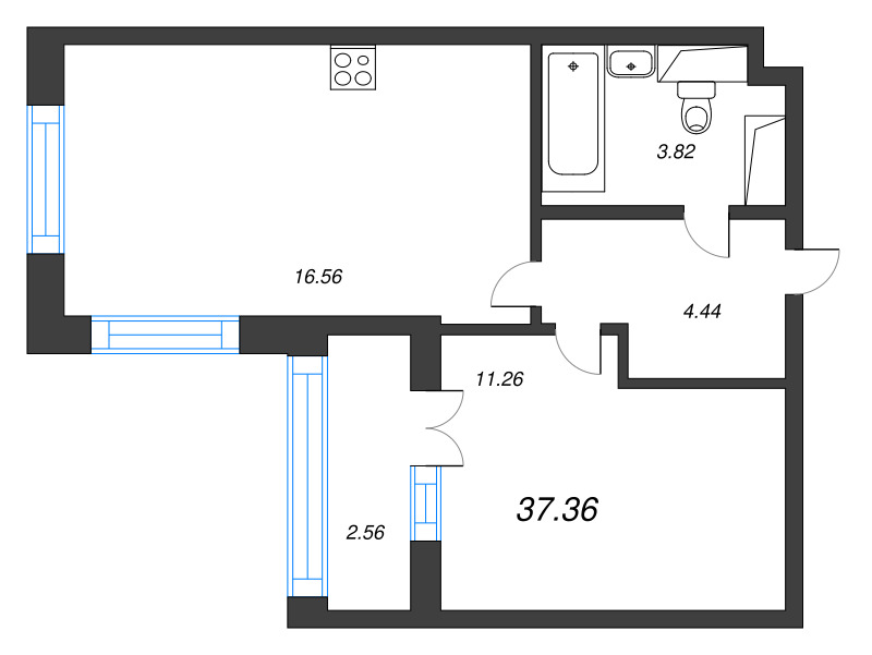 2 ккв (Евро) 37,4 м²