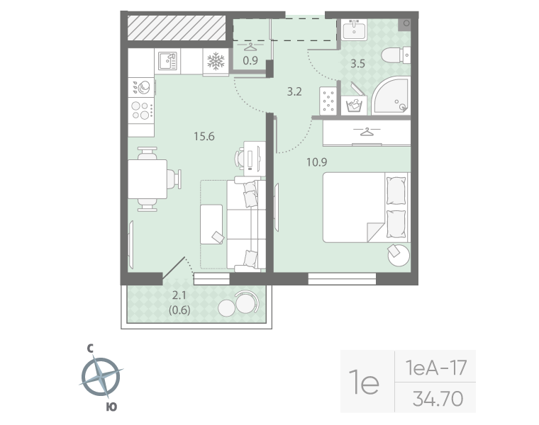 2 ккв (Евро) 33,3 м²