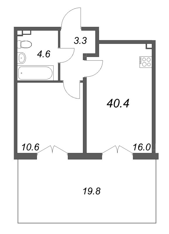 2 ккв (Евро) 40,4 м²