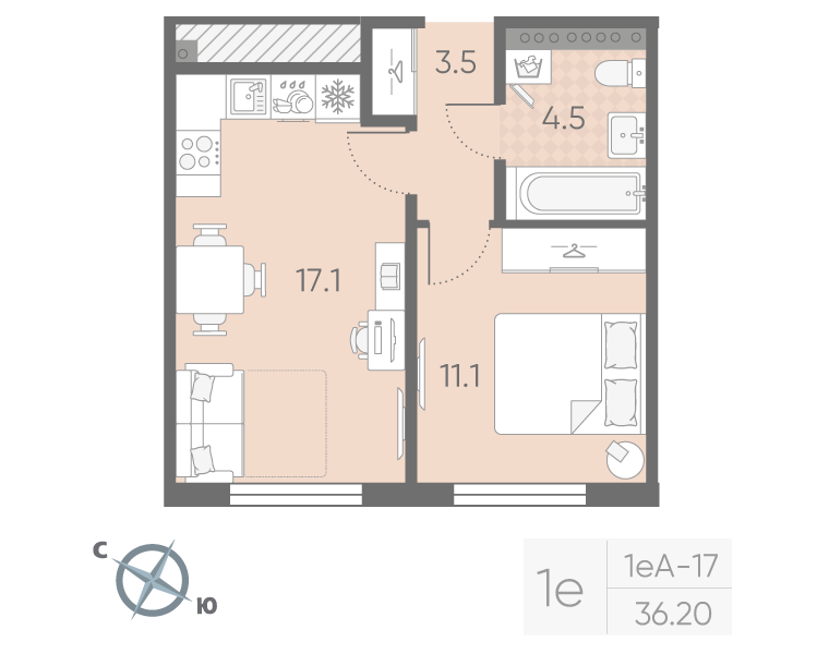 2 ккв (Евро) 36,2 м²