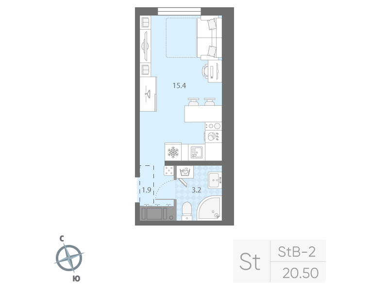 Студия 20,5 м²