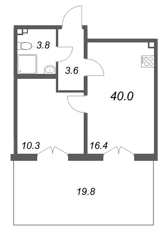 2 ккв (Евро) 40 м²