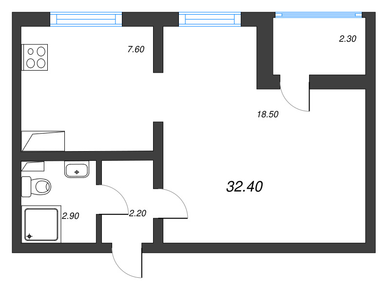 1 ккв 32,4 м²