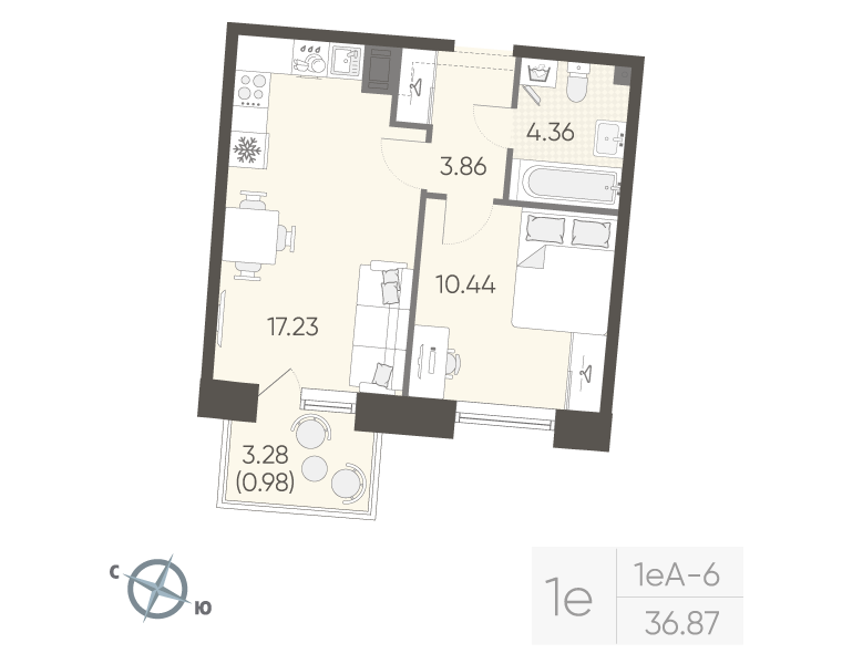2 ккв (Евро) 36,9 м²