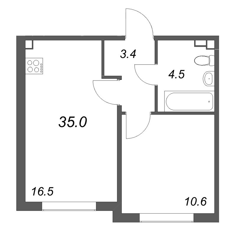 2 ккв (Евро) 35 м²