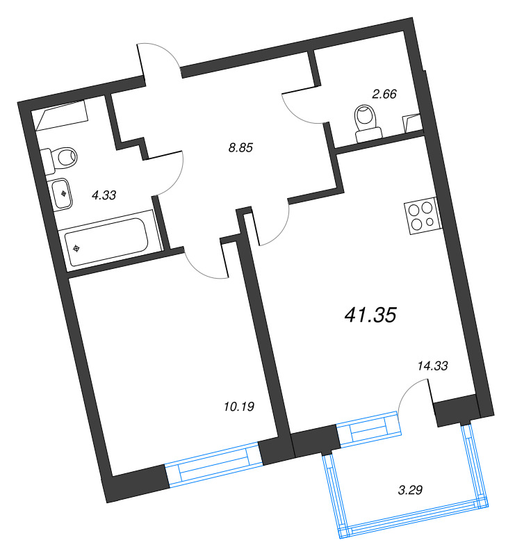1 ккв 41,4 м²