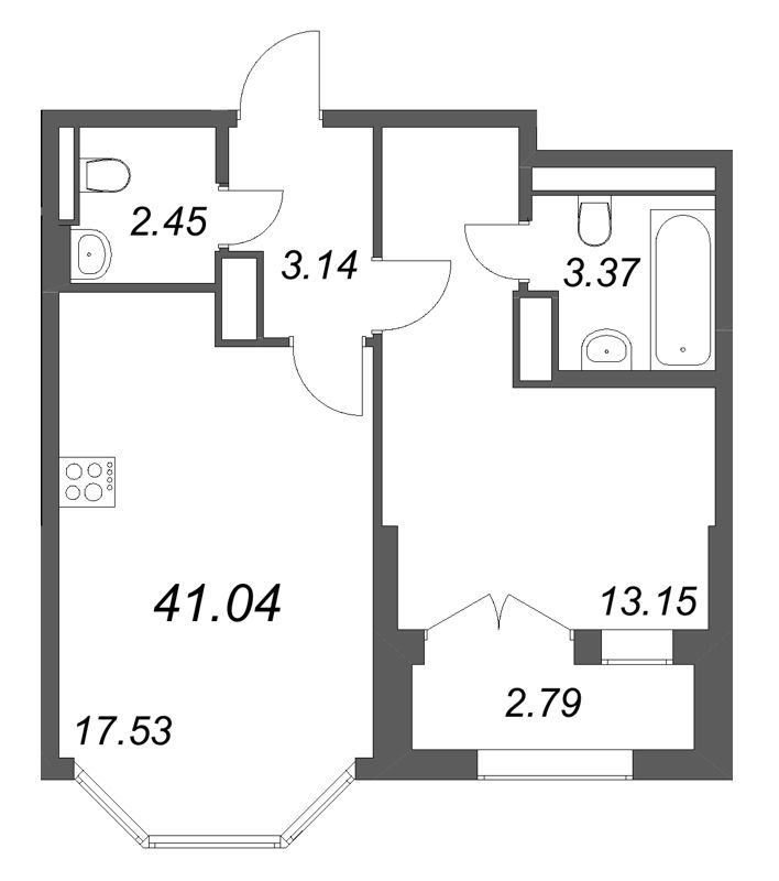 2 ккв (Евро) 41 м²