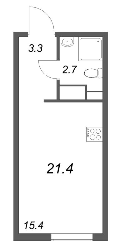 Студия 21,4 м²