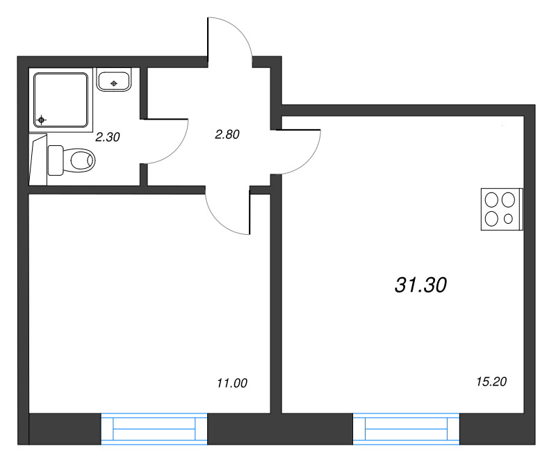 2 ккв (Евро) 31,3 м²