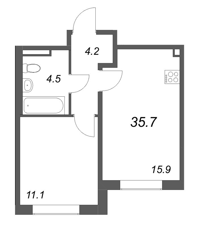 2 ккв (Евро) 35,7 м²