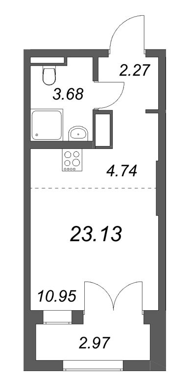 Студия 23,1 м²
