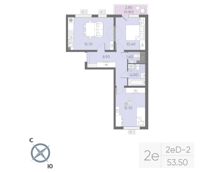 3 ккв (Евро) 53,5 м²