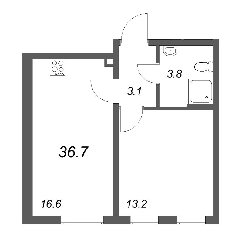 2 ккв (Евро) 36,7 м²