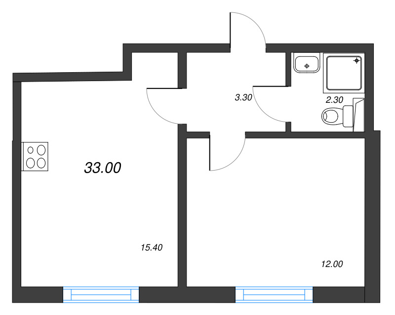 1 ккв 33 м²