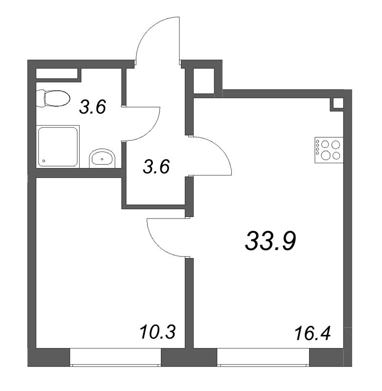 2 ккв (Евро) 33,9 м²