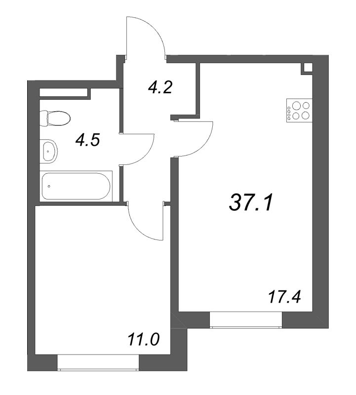 2 ккв (Евро) 37,1 м²