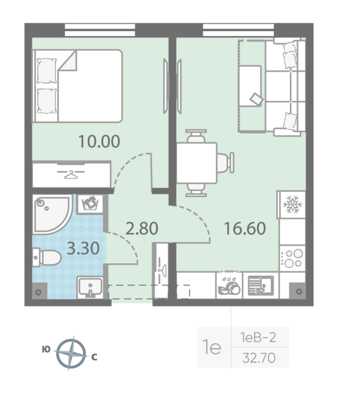 2 ккв (Евро) 33,6 м²