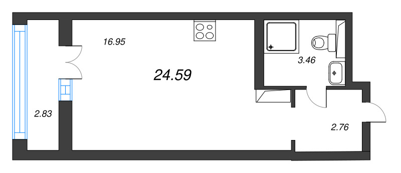 Студия 24,6 м²