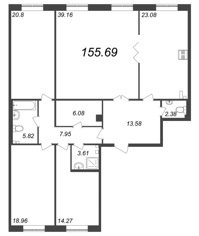 5 ккв (Евро) 155,5 м²