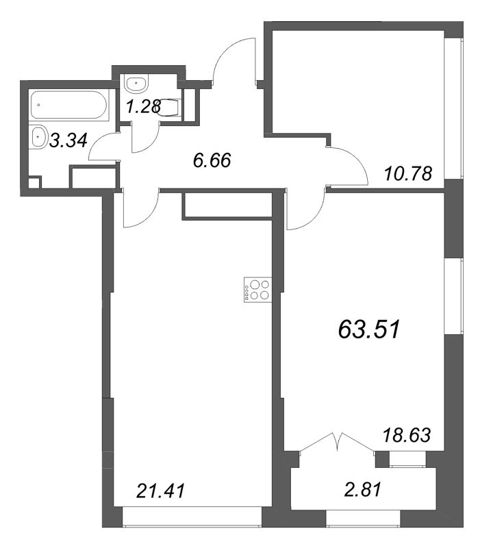 3 ккв (Евро) 63,5 м²