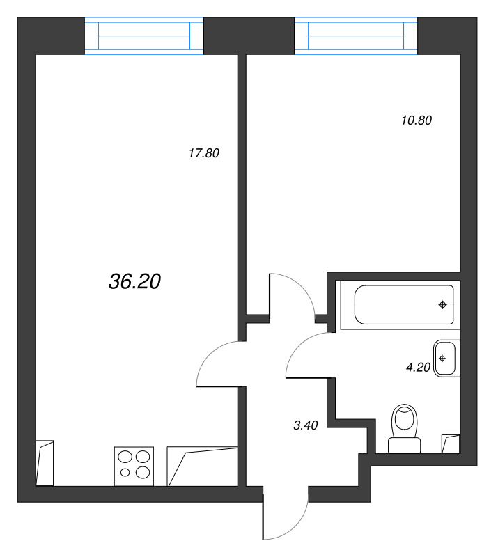 2 ккв (Евро) 36,2 м²