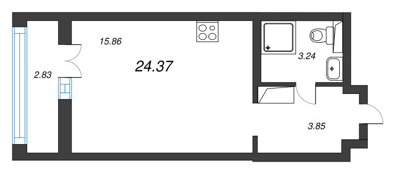 Студия 24,4 м²