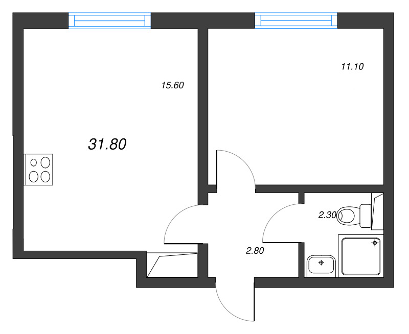 2 ккв (Евро) 31,8 м²