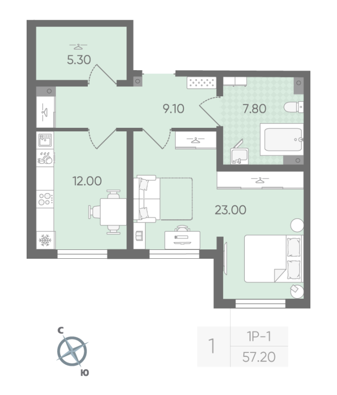 1 ккв 54,6 м²