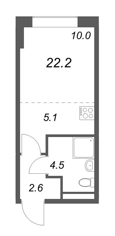 Студия 22,2 м²