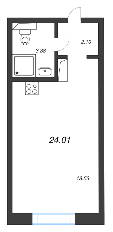 Студия 24 м²