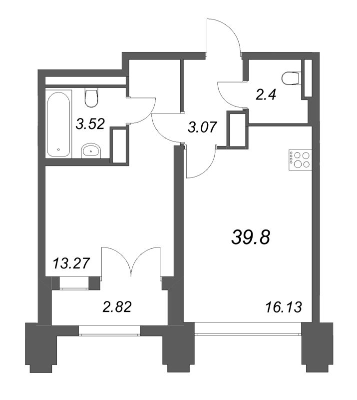 2 ккв (Евро) 39,8 м²