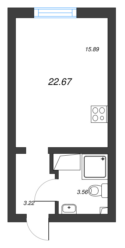Студия 22,7 м²