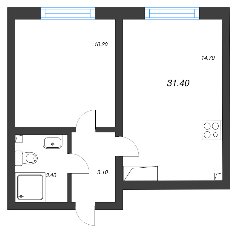 1 ккв 31,4 м²