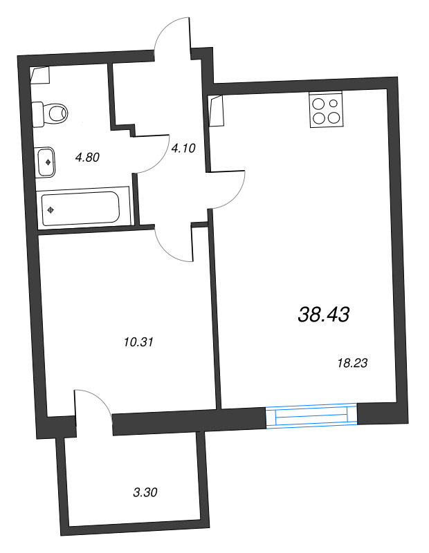 2 ккв (Евро) 38,4 м²