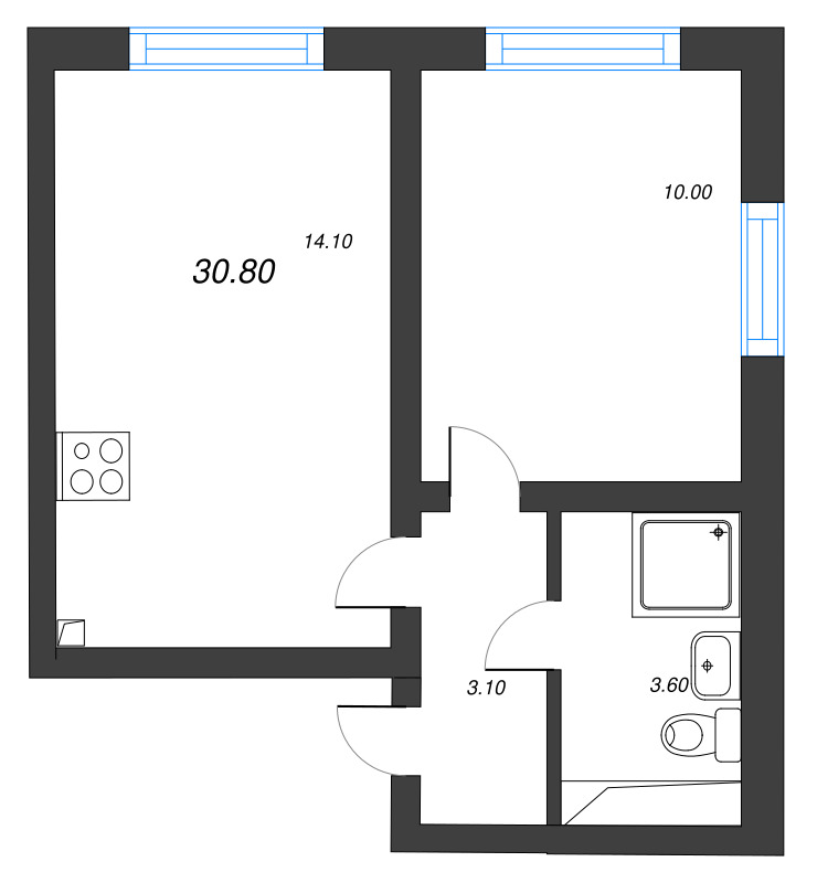 1 ккв 30,8 м²