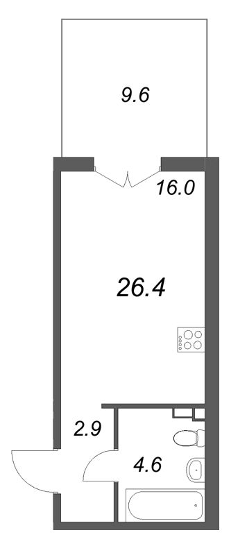 Студия 26,4 м²