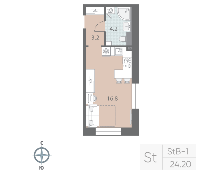 Студия 24,2 м²