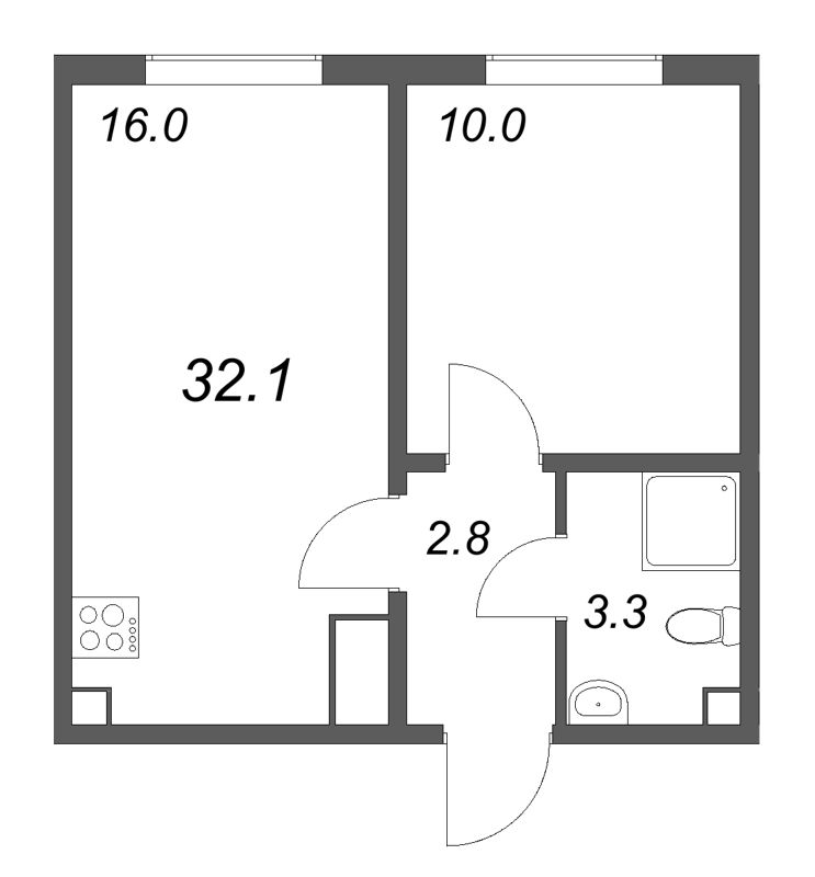 2 ккв (Евро) 33,1 м²