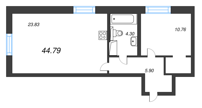 2 ккв (Евро) 44,8 м²