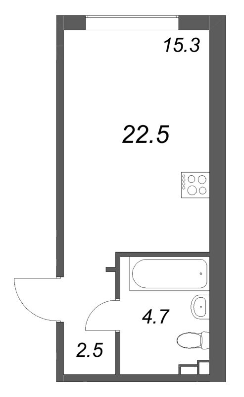 Студия 22,5 м²