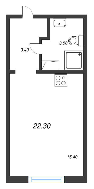 Студия 22,3 м²