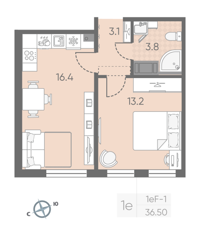 2 ккв (Евро) 36,5 м²