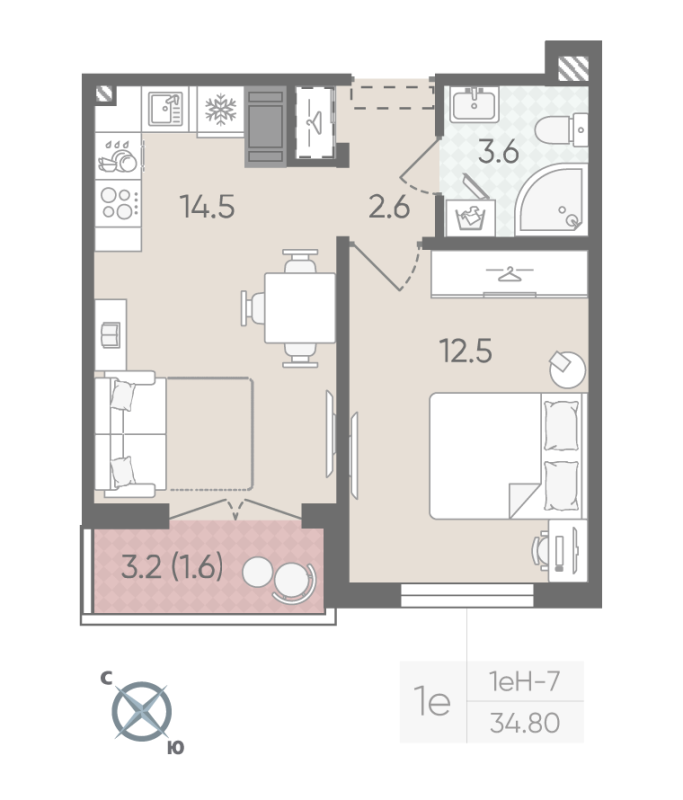 1 ккв 34,8 м²