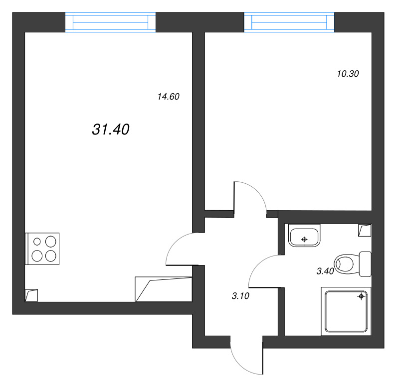 1 ккв 31,4 м²