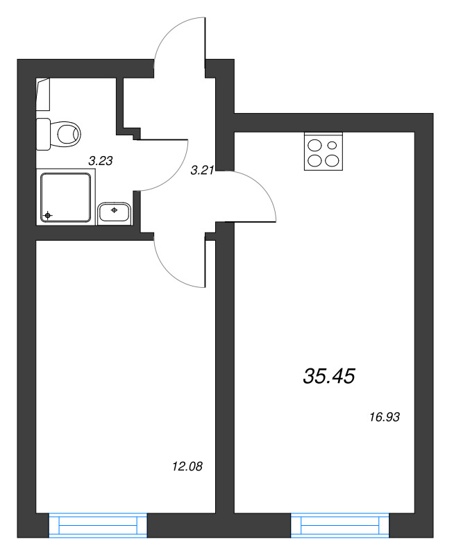 2 ккв (Евро) 35,5 м²