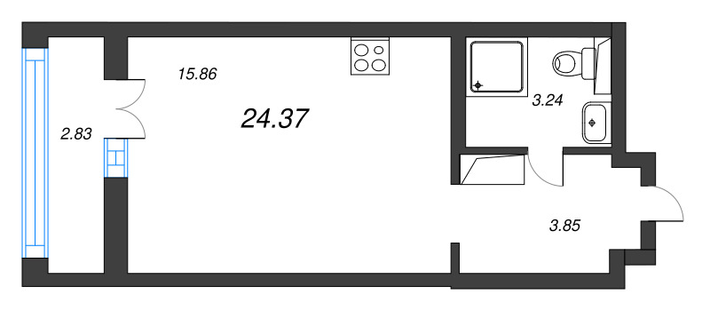 Студия 24,4 м²